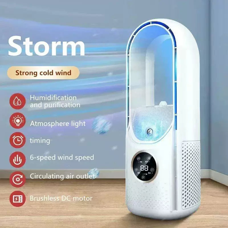 Unisex One size bladeless evaporative tower fan and humidifier with touch LED display and brushless motor Bowlift