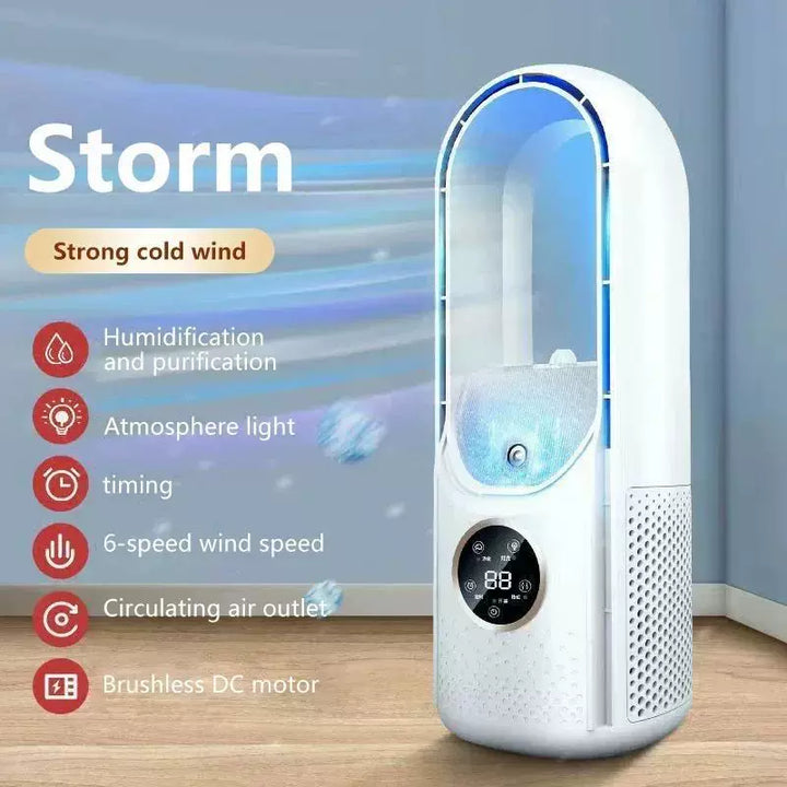 Unisex One size bladeless evaporative tower fan and humidifier with touch LED display and brushless motor Bowlift