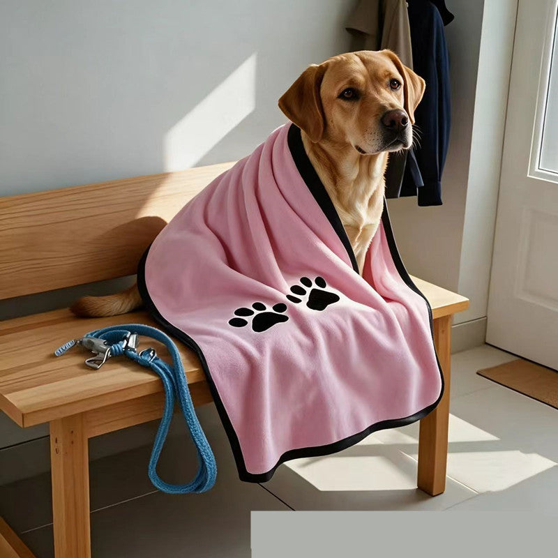 Super-absorbent microfiber pet drying blanket with paw-print design Bowlift