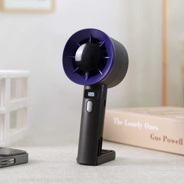 Women's Portable Handheld Fan with LCD Display and Variable Speed Control Bowlift