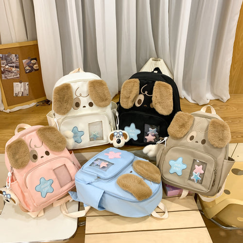 Kawaii Plush Backpack with Dog Design Bowlift
