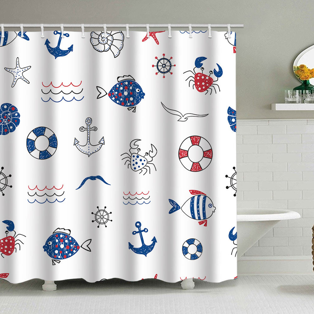 Nautical-Themed Shower Curtain Bowlift