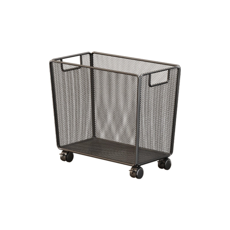 Rectangular Metal Mesh Storage Basket with Built-In Side Handles and Ventilated Panels