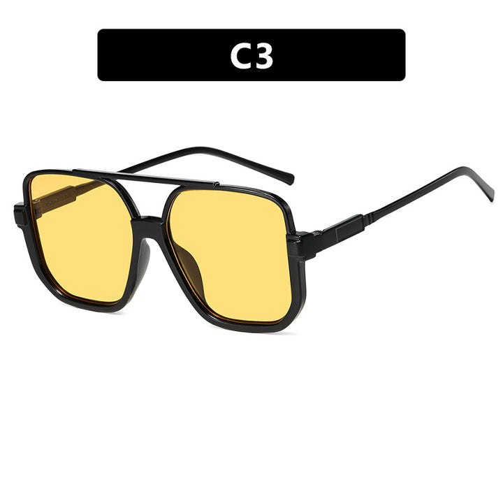 Women's square sunglasses with transparent frame and green tinted lenses Bowlift