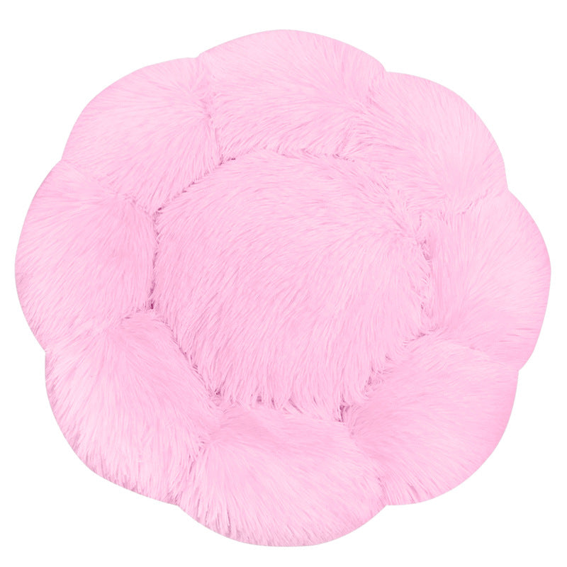 Flower-Shaped Plush Dog Bed