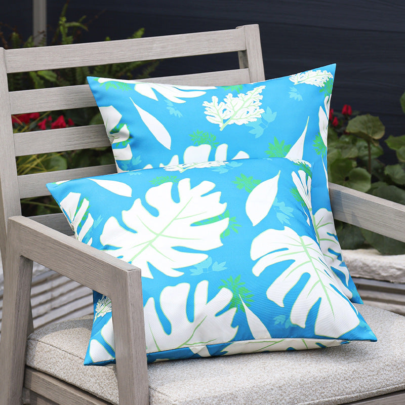 Square garden cushion cover with UV-resistant outdoor polyester, tropical leaf jacquard and concealed zipper Bowlift