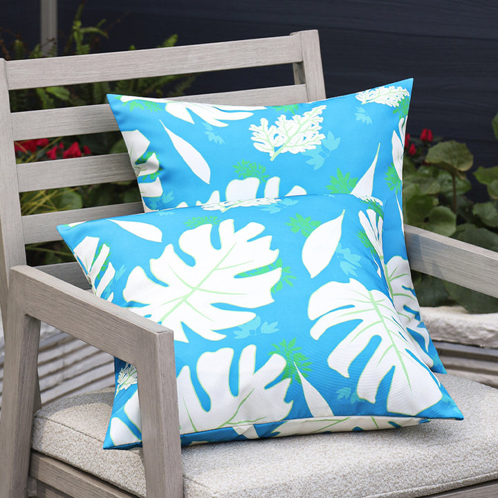 Square garden cushion cover with UV-resistant outdoor polyester, tropical leaf jacquard and concealed zipper Bowlift