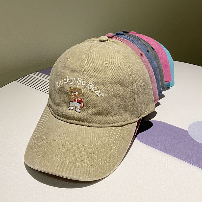Unisex Casual Embroidered Bear Cap Bowlift