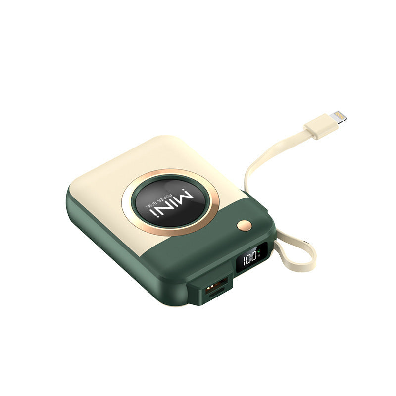 Portable Mini Power Bank with Integrated Charging Cable and Innovative Design Bowlift