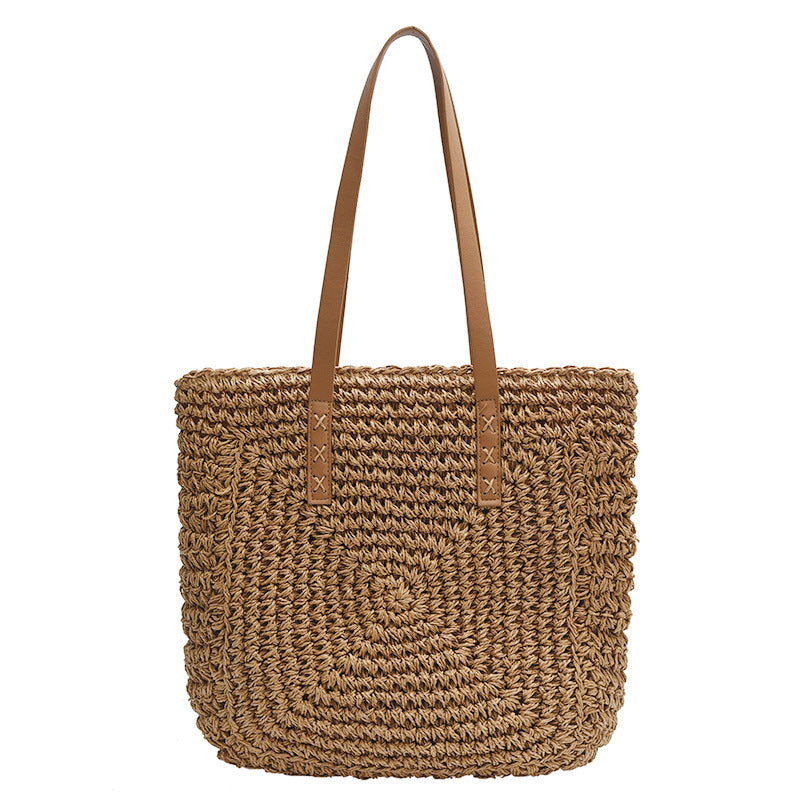 Elegant Bast Tote Bag with Leather Accents Bowlift