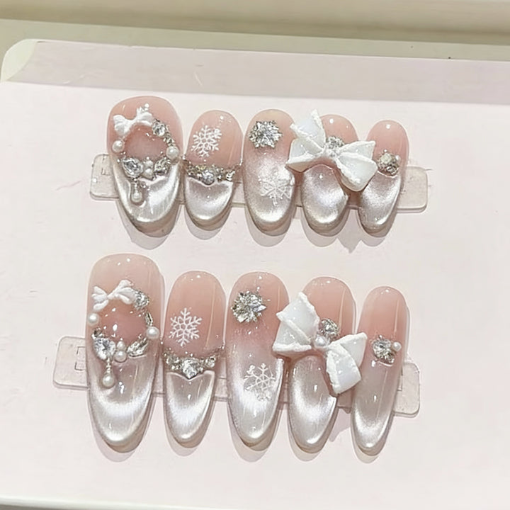 Premium Decorative Press-On Nail Set Bowlift