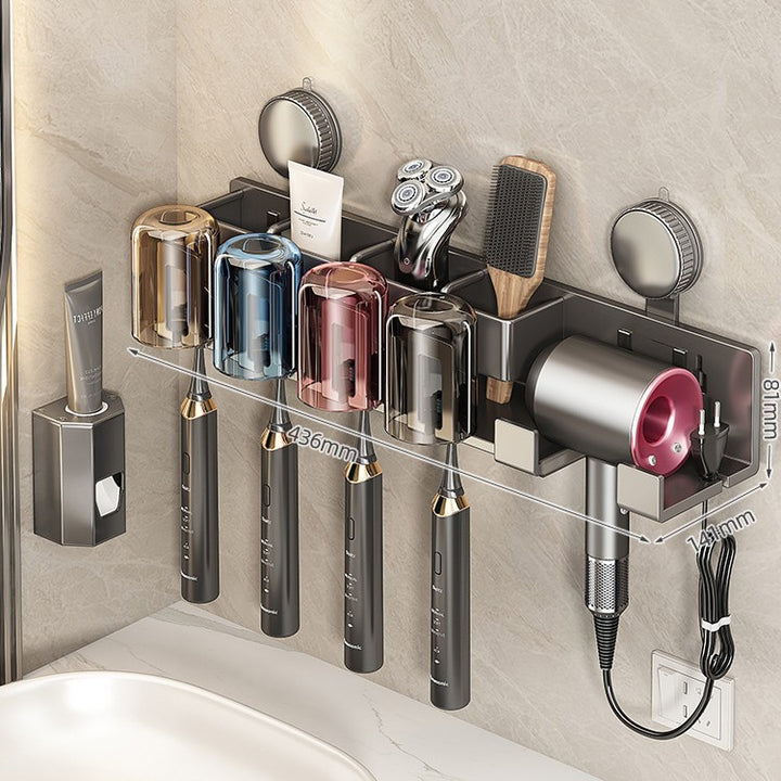 Wall-Mounted Hair Tool Organizer with Storage Compartment Bowlift