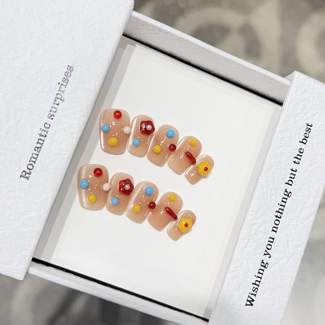 Artificial nails with colorful 3D accents Bowlift