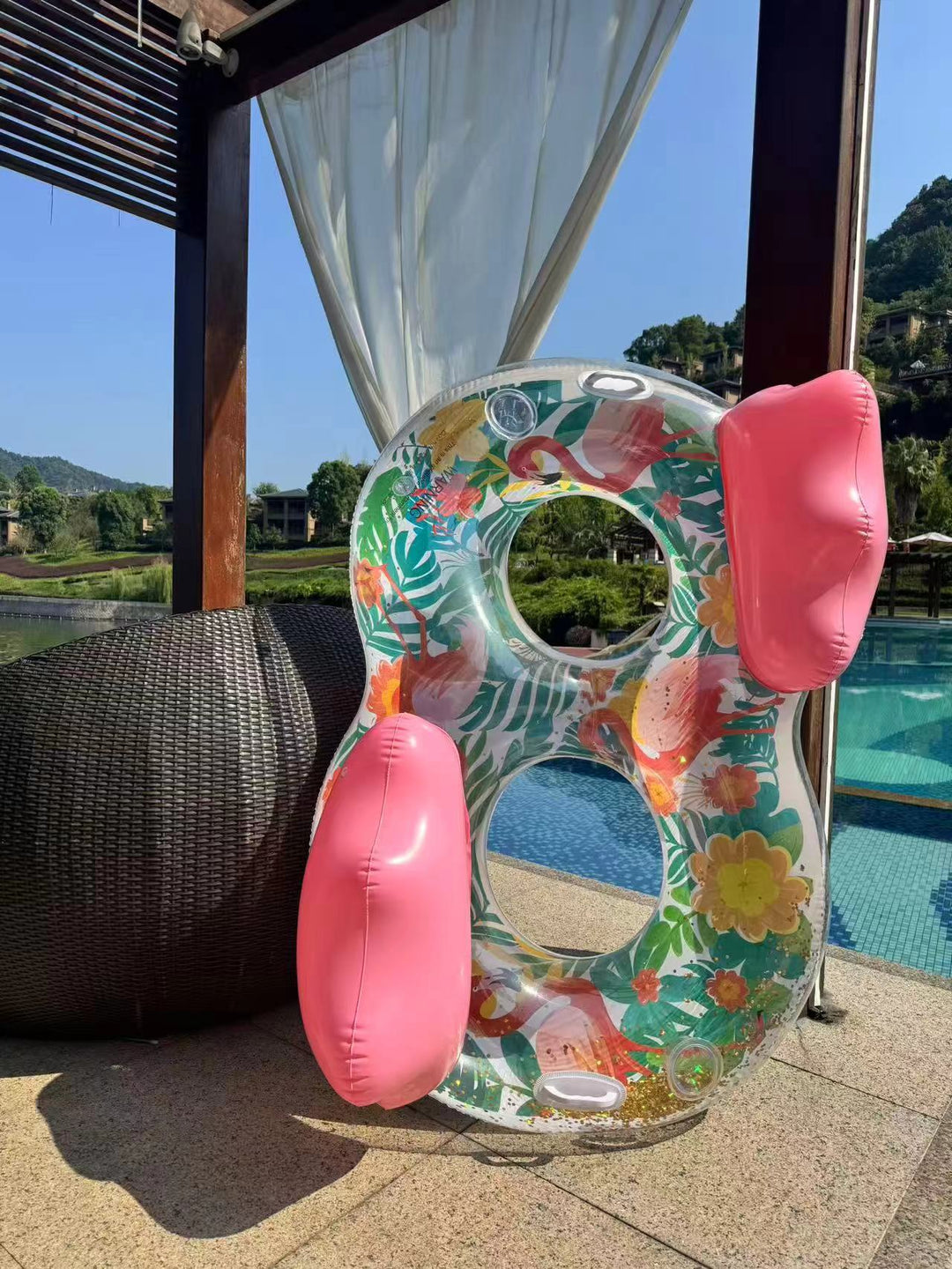 Women's Inflatable Comfort Pool Lounger with View Window Bowlift
