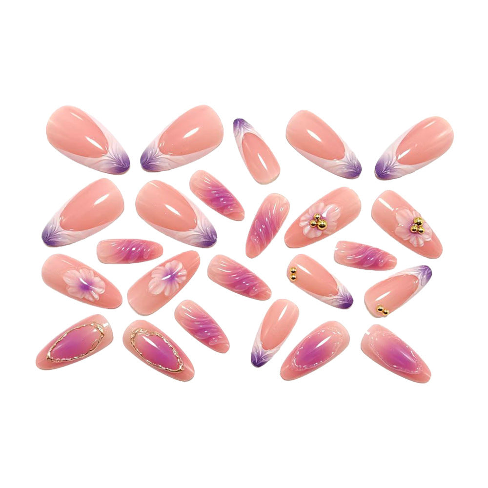 Artificial nails with intricate flower and glitter design Bowlift
