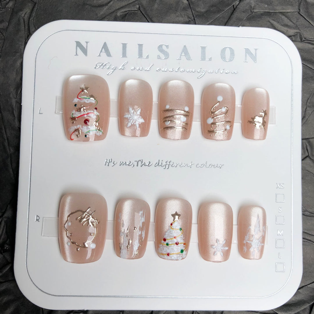 Festive Winter-Themed Press-On Nail Set