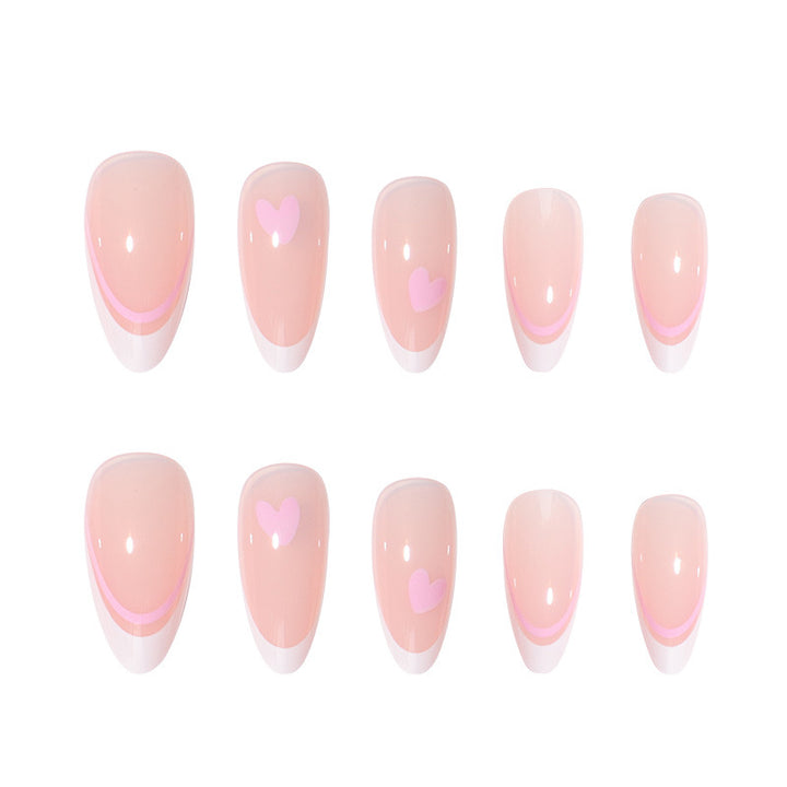 Decorative Heart-Design Press-On Nails Bowlift