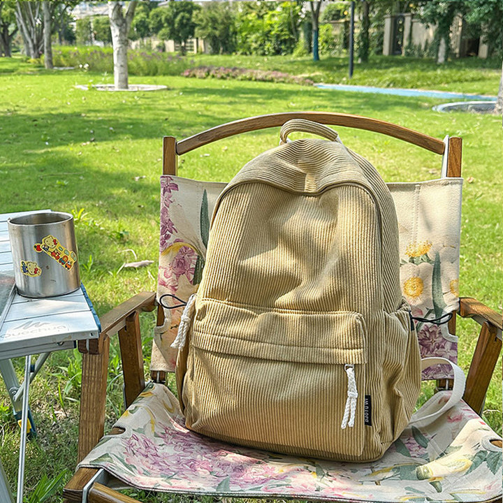 Corduroy Textured Casual Backpack Bowlift