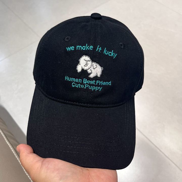 Men's Casual Embroidered Puppy Design Baseball Cap Bowlift