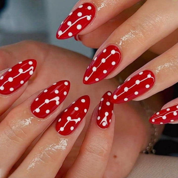 Polka Dot Stiletto Press-On Nails Bowlift