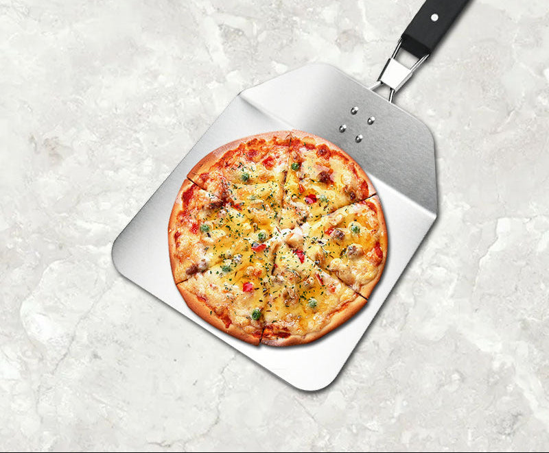 heavy-duty square-edge stainless steel pizza shovel with folding riveted handle Bowlift