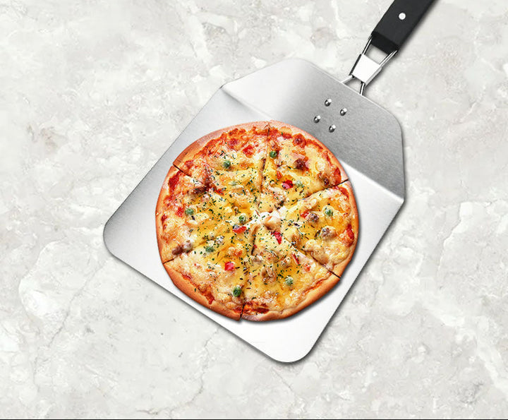 heavy-duty square-edge stainless steel pizza shovel with folding riveted handle Bowlift