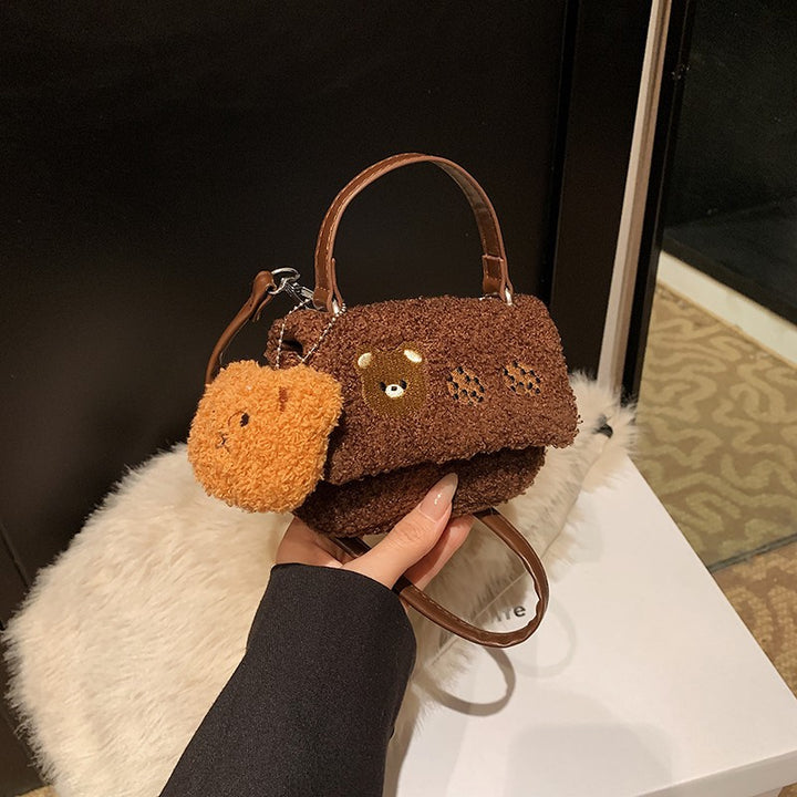 Plush Crossbody Bag with Cute Animal Design Bowlift