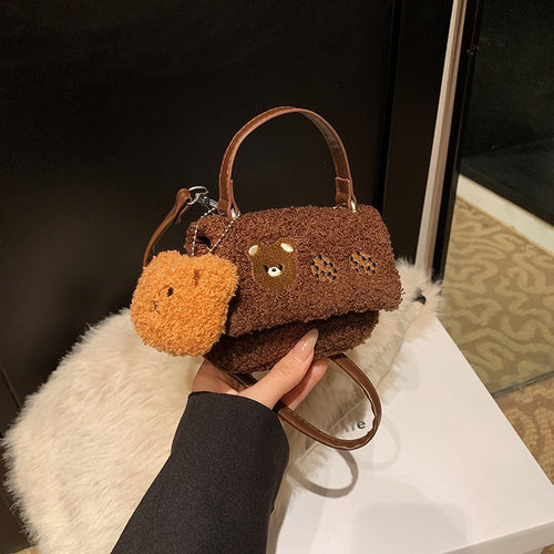 Plush Crossbody Bag with Cute Animal Design Bowlift