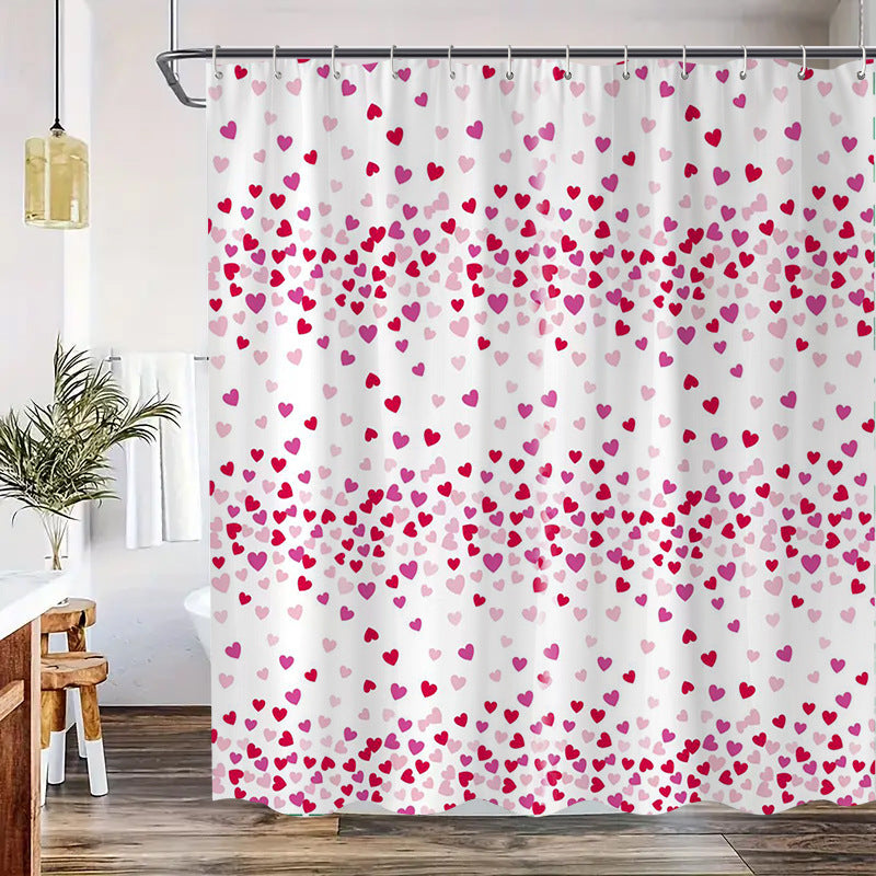 Heart Patterned Shower Curtain Bowlift
