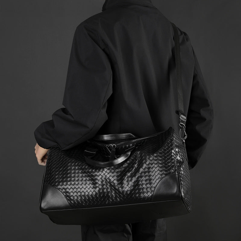Luxury Woven Leather Weekend Duffle Bag Bowlift