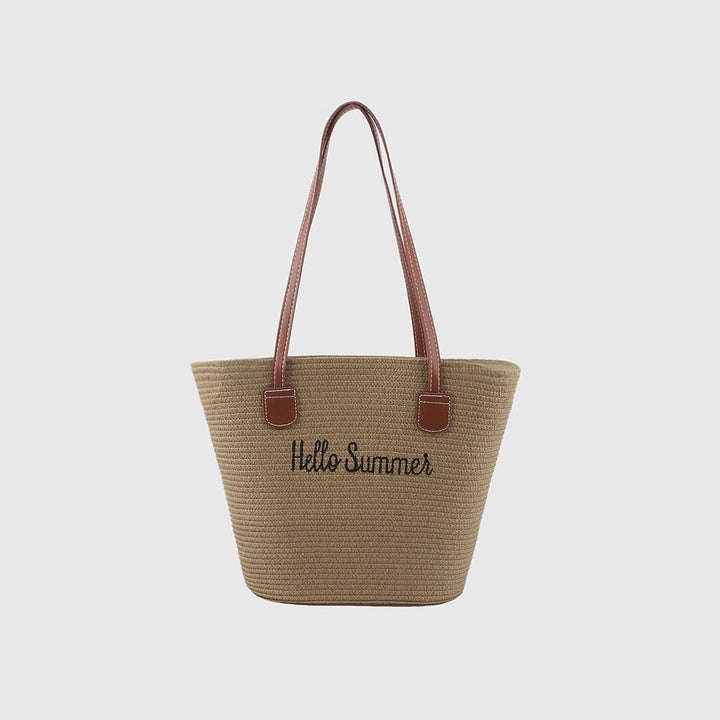 Summer straw bag with leather handles Bowlift