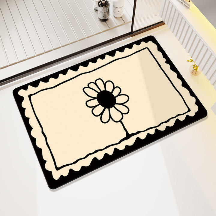 Decorative Floral Print Bath Mat Bowlift