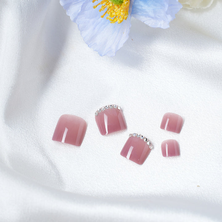 Elegant Press-On Nail Art Set with Rhinestones Bowlift