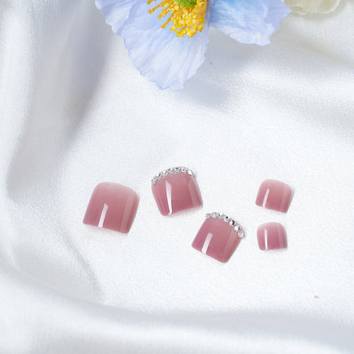 Elegant Press-On Nail Art Set with Rhinestones Bowlift