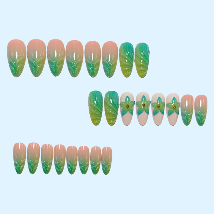 Artificial nails with playful floral design Bowlift