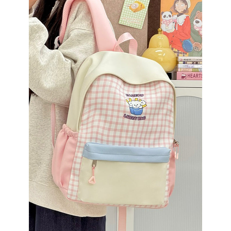 Casual Checkered Backpack Bowlift