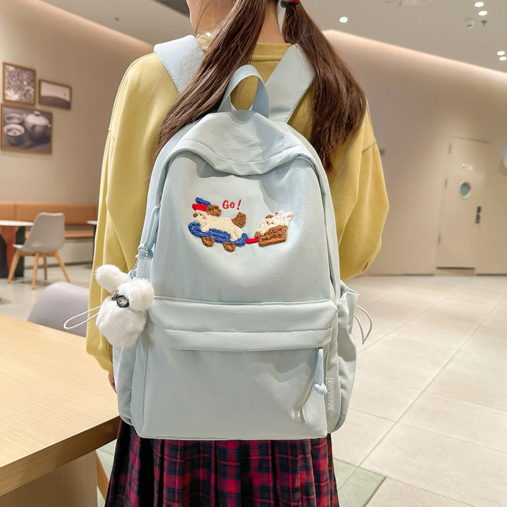 Playful Embroidered Backpack Bowlift