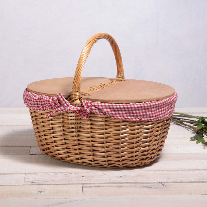 Women’s picnic basket with practical wooden lid and striped lining Bowlift
