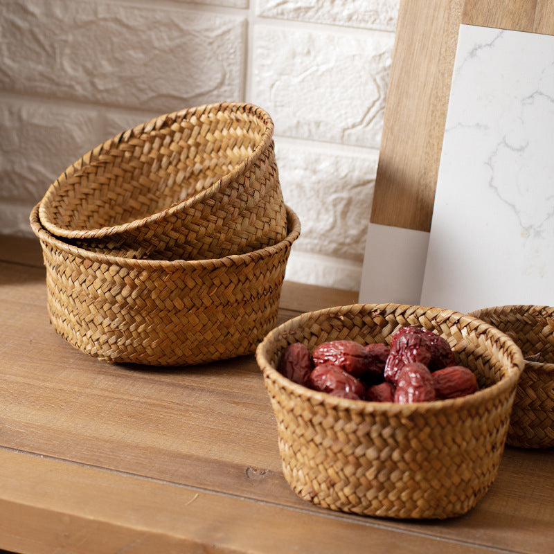 Handmade Natural Fiber Storage Basket Bowlift