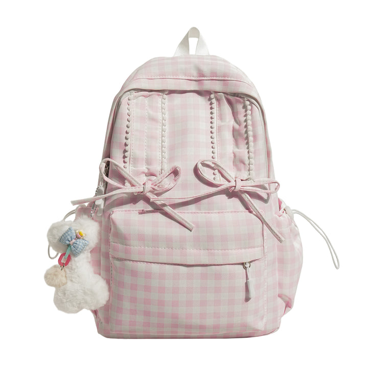 Charming Checked Pattern Backpack Bowlift