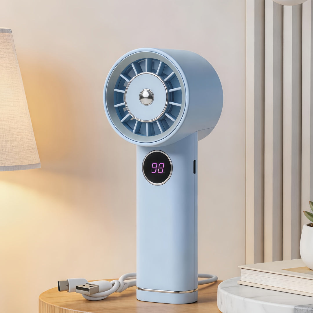 Portable Battery Handheld Fan with Digital Speed Display Bowlift