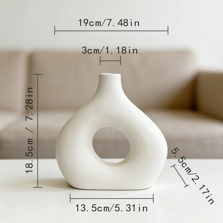 Sculptural Ceramic Interlocking Loop Vase Set Minimalist Tabletop Decor