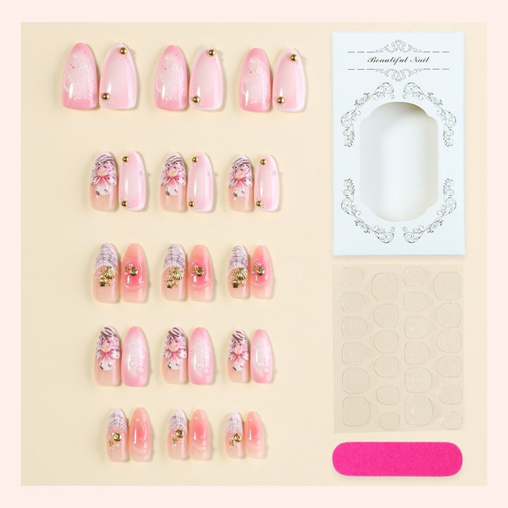 Creative acrylic nail set with elegant flower and glitter accents Bowlift