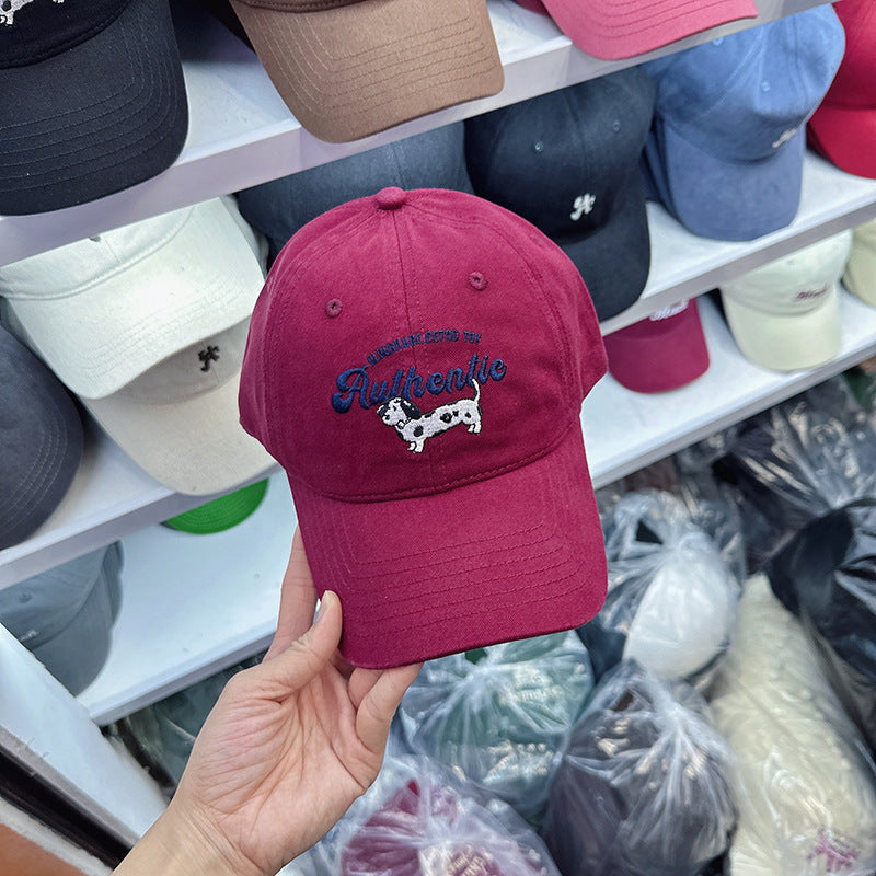 Women's Embroidered Cow Print Baseball Cap Bowlift