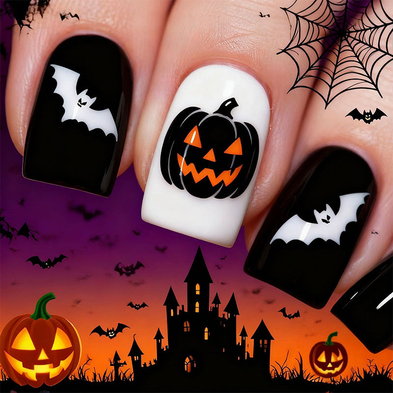 Halloween Artificial Nails with Spider and Pumpkin Design Bowlift