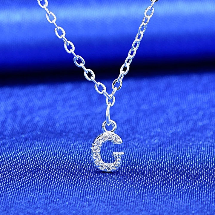 Dainty Pavé Cubic Zirconia Initial A Pendant Necklace Silver-Tone Chain Bowlift