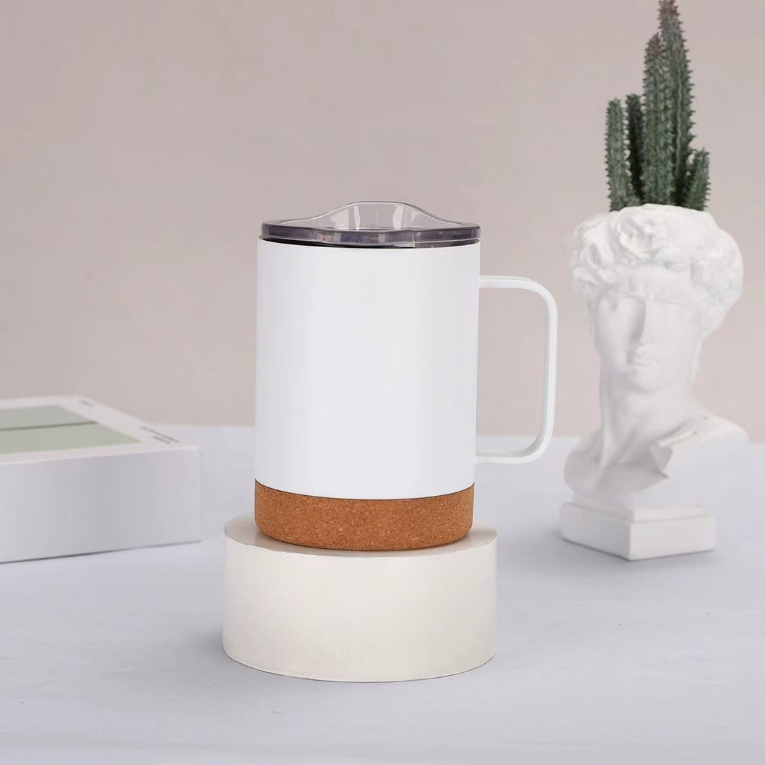 Ladies elegant coffee mug with cork bottom and transparent lid Bowlift