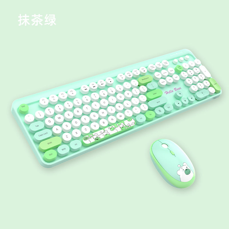 Cute Themed Wireless Keyboard and Mouse Set Bowlift