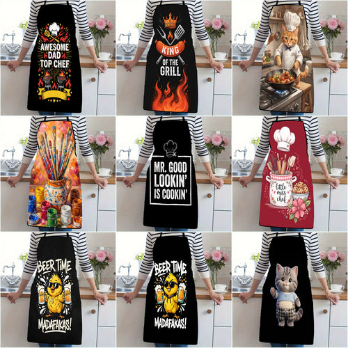 Dog Lover Full-Coverage Kitchen Apron With Adjustable Neck Strap And Waterproof Polyester Shell