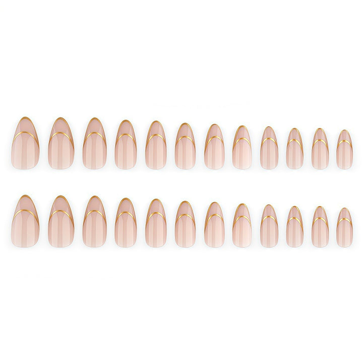 Artificial nails with elegant gold lines Bowlift